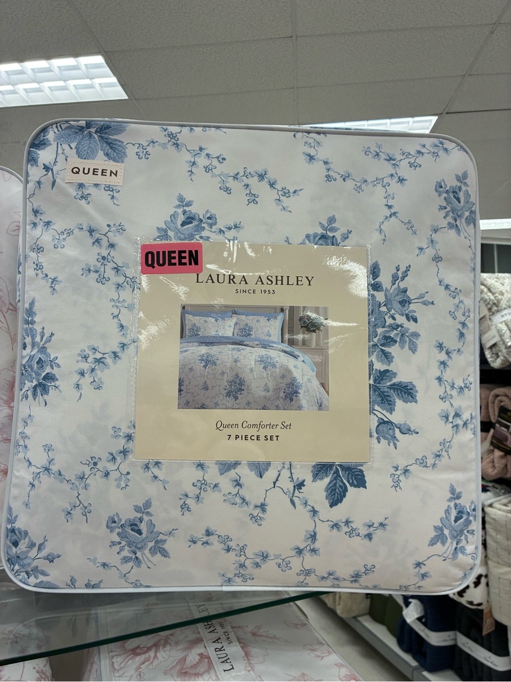 Laura Ashley Blue Floral Queen Comforter Set